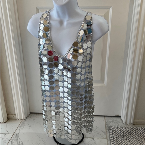 12th Tribe | Tops | Silver Sequin Chainmail Dress By 2th Tribe Brand ...